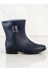 Tamsiai mėlynos spalvos guminiai batai papuošti sagtele-HMY-7BL