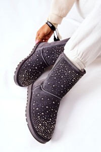 Šilti natūralios odos zomšiniai žieminiai batai Grey Mariella-W8009 GREY