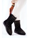 Šilti natūralios odos zomšiniai žieminiai batai Black Mariella-W8009 BLACK