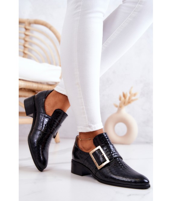 Natūralios odos juodi stilingi batai-4144 CZARNY KROK 2