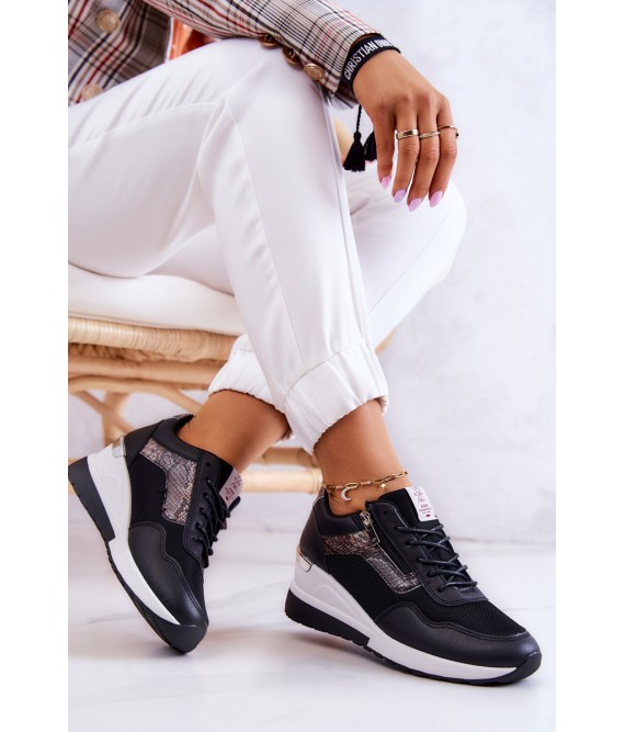 Stilingi aukštos kokybės juodi Cross Jeans bateliai su platforma-JJ2R4027C BLACK